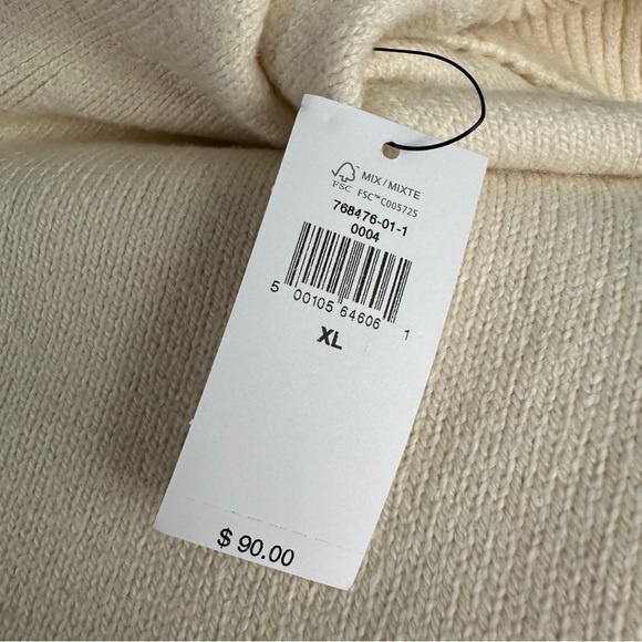 Banana Republic Johnny Collar Transition Cream Ivory Sweater Soft XL NWT NEW - Picture 6 of 6